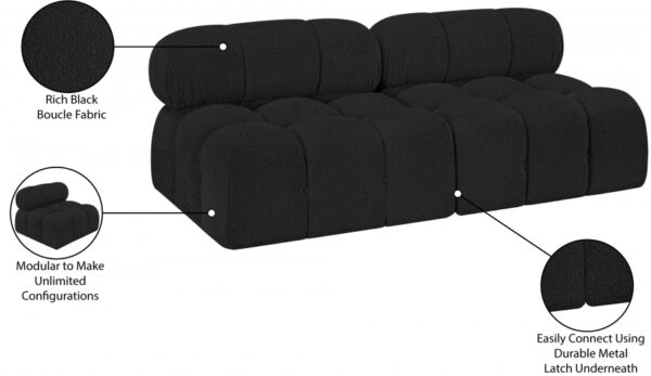 Ames 68" Boucle Fabric Upholstered 2pc. Armless Modular Loveseat