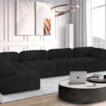 Ames 136" Boucle Fabric Upholstered 5pc. Modular Sectional