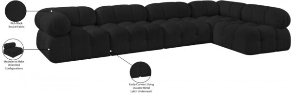Ames 136" Boucle Fabric Upholstered 5pc. Modular Sectional