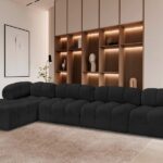 Ames 136" Boucle Fabric Upholstered 5pc. Modular Sectional