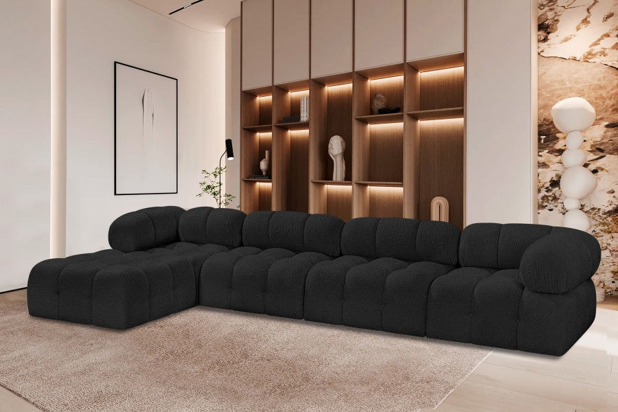 Ames 136" Boucle Fabric Upholstered 5pc. Modular Sectional