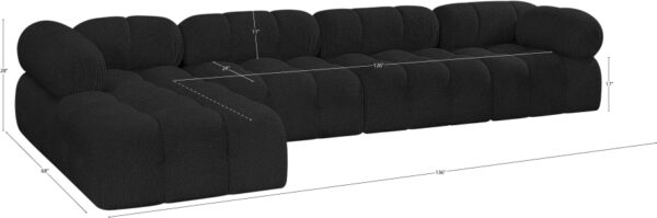 Ames 136" Boucle Fabric Upholstered 5pc. Modular Sectional