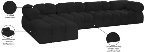 Ames 136" Boucle Fabric Upholstered 5pc. Modular Sectional