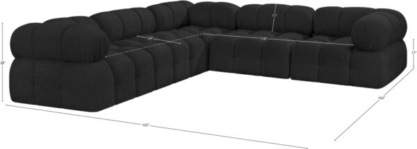 Ames 102" Boucle Fabric Upholstered 5pc. Modular Sectional