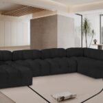Ames 136" Boucle Fabric Upholstered 6pc. Modular Sectional