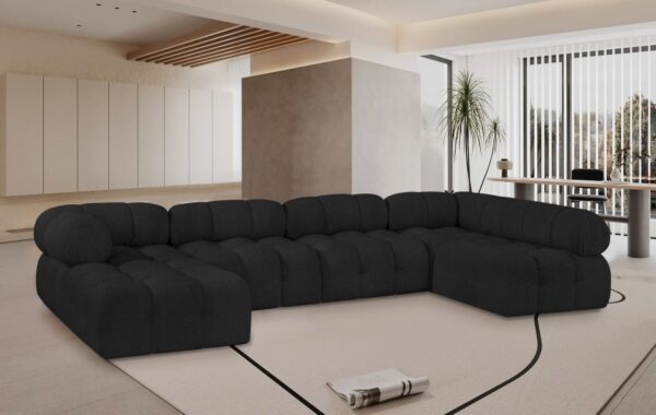 Ames 136" Boucle Fabric Upholstered 6pc. Modular Sectional