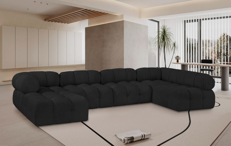 Ames 136" Boucle Fabric Upholstered 6pc. Modular Sectional