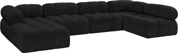 Ames 136" Boucle Fabric Upholstered 6pc. Modular Sectional