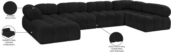 Ames 136" Boucle Fabric Upholstered 6pc. Modular Sectional
