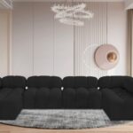 Ames 136" Boucle Fabric Upholstered 6pc. Modular Sectional