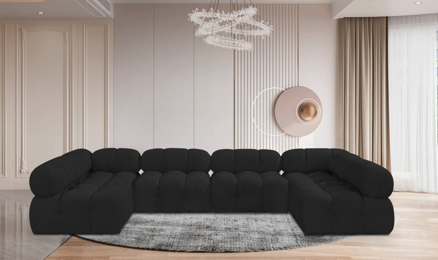 Ames 136" Boucle Fabric Upholstered 6pc. Modular Sectional