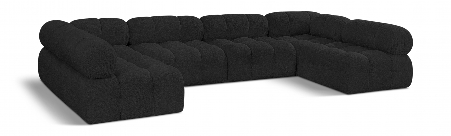 Ames 136" Boucle Fabric Upholstered 6pc. Modular Sectional