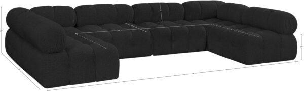 Ames 136" Boucle Fabric Upholstered 6pc. Modular Sectional