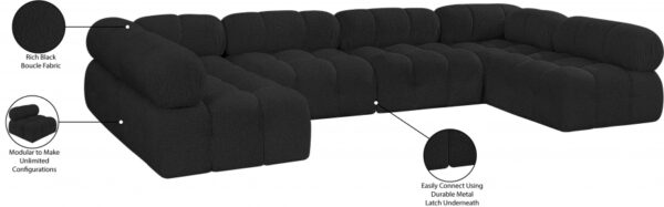 Ames 136" Boucle Fabric Upholstered 6pc. Modular Sectional