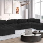 Ames 136" Boucle Fabric Upholstered 6pc. Modular Sectional