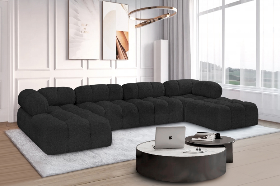 Ames 136" Boucle Fabric Upholstered 6pc. Modular Sectional