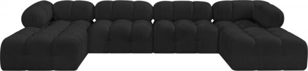 Ames 136" Boucle Fabric Upholstered 6pc. Modular Sectional