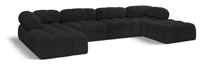 Ames 136" Boucle Fabric Upholstered 6pc. Modular Sectional
