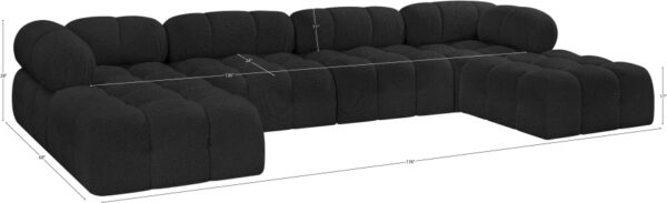 Ames 136" Boucle Fabric Upholstered 6pc. Modular Sectional