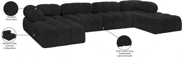 Ames 136" Boucle Fabric Upholstered 6pc. Modular Sectional