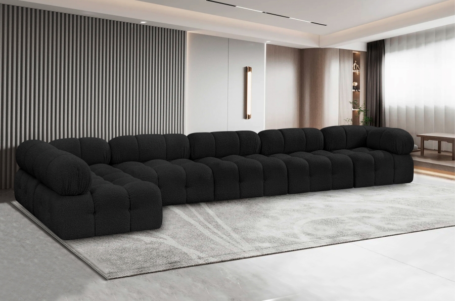 Ames 170" Boucle Fabric Upholstered 6pc. Modular Sectional
