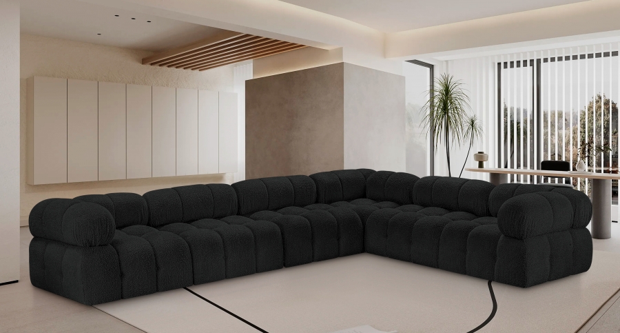 Ames 136" Boucle Fabric Upholstered 6pc. Modular Sectional