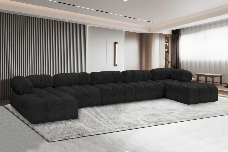 Ames 170" Boucle Fabric Upholstered 7pc. Modular Sectional