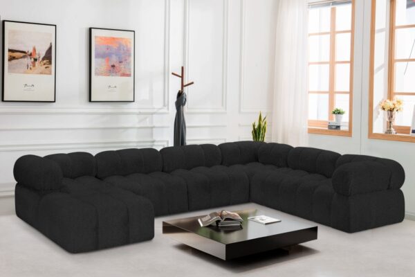 Ames 136" Boucle Fabric Upholstered 7pc. Modular Sectional