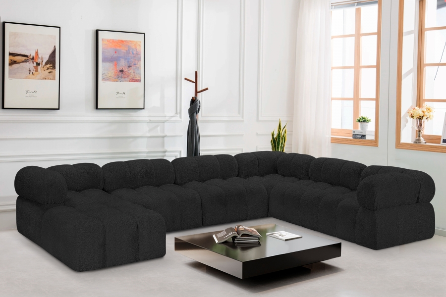 Ames 136" Boucle Fabric Upholstered 7pc. Modular Sectional