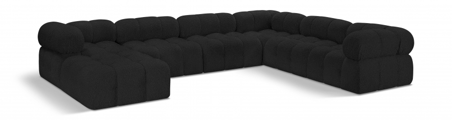 Ames 136" Boucle Fabric Upholstered 7pc. Modular Sectional