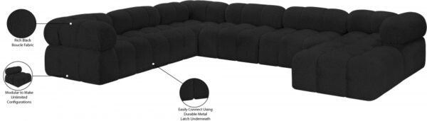 Ames 136" Boucle Fabric Upholstered 7pc. Modular Sectional