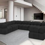 Ames 136" Boucle Fabric Upholstered 8pc. Modular Sectional