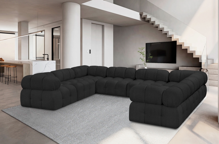 Ames 136" Boucle Fabric Upholstered 8pc. Modular Sectional