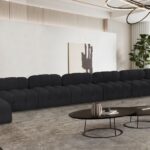 Ames 204" Boucle Fabric Upholstered 9pc. Modular Sectional
