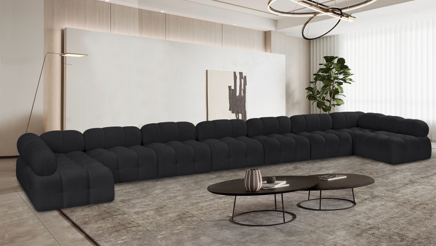 Ames 204" Boucle Fabric Upholstered 9pc. Modular Sectional