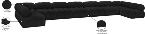 Ames 204" Boucle Fabric Upholstered 9pc. Modular Sectional