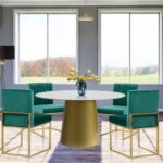 Sorrento 50" Marble Top And Metal Base Dining Table