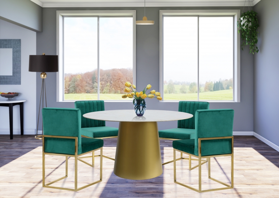 Sorrento 50" Marble Top And Metal Base Dining Table