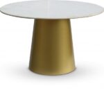 Sorrento 50" Marble Top And Metal Base Dining Table