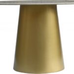 Sorrento 50" Marble Top And Metal Base Dining Table