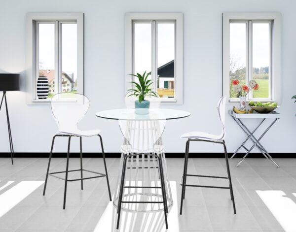 Clarion Lucite Seat And Metal Base Counter Stool