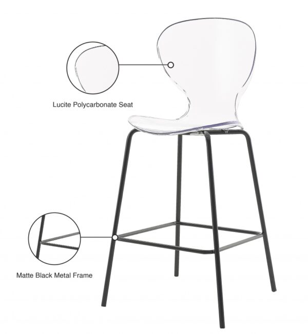 Clarion Lucite Seat And Metal Base Counter Stool