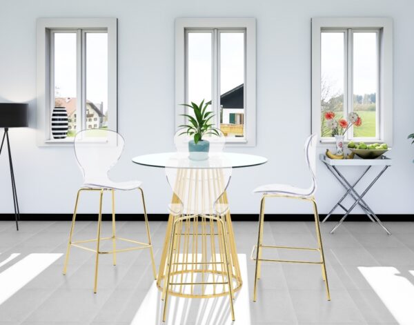 Clarion Lucite Seat And Metal Base Counter Stool