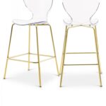 Clarion Lucite Seat And Metal Base Counter Stool