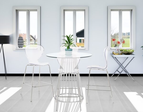 Clarion Lucite Seat And Metal Base Counter Stool