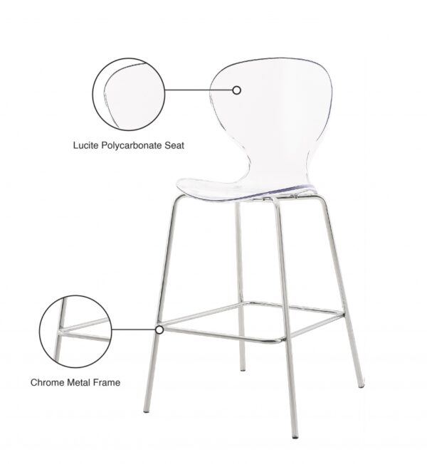 Clarion Lucite Seat And Metal Base Counter Stool
