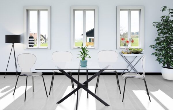 Clarion Lucite Seat And Metal Base Dining Chair