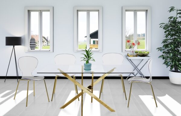Clarion Lucite Seat And Metal Base Dining Chair
