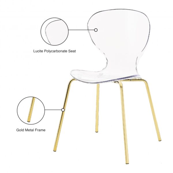 Clarion Lucite Seat And Metal Base Dining Chair