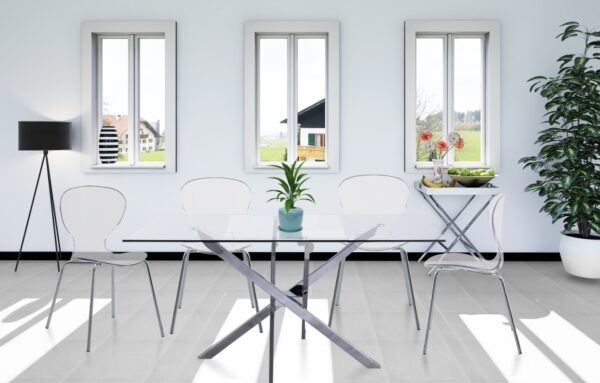 Clarion Lucite Seat And Metal Base Dining Chair